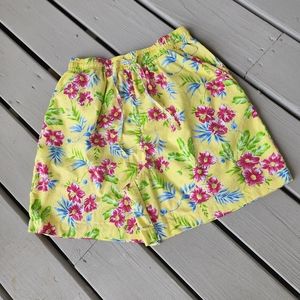 PM Floral with Yellow background tie shorts
